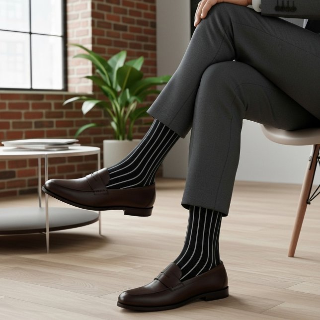Chaussette Robe classique rayée noir et blanc (Créateur téléchargé)