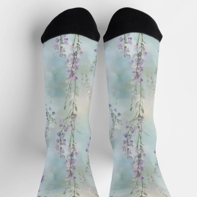 Chaussette Romantic Purple Blue Floral   (Haut)