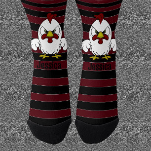 Chaussette Rooster personnalisé sur Crimson and Black Stripes