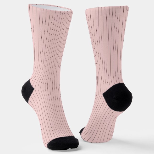 Chaussette Rose avec Pinstripes Noires (Angulaire)
