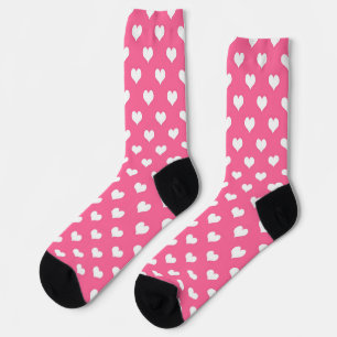 Chaussette Rose Blanc amour Coeur Motif Design