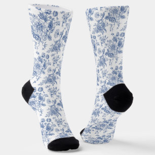 Chaussette Rose bleu vintage motif floral