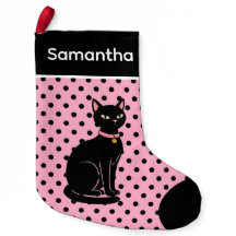 Chaussette Rose Chat Noir Rétro