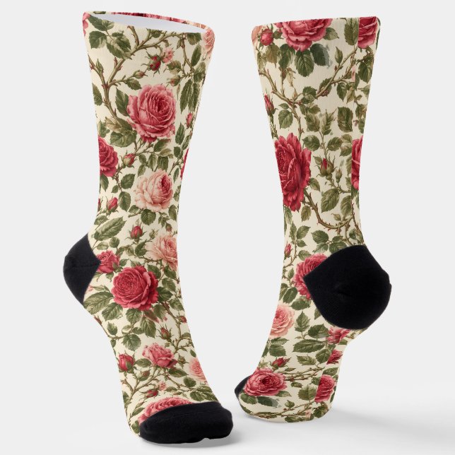 Chaussette Rose Classique Romantique Art Vigne (Angulaire)