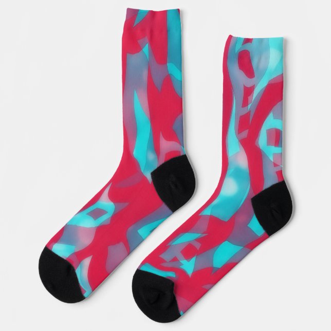 Chaussette Rose et Aqua Blue Crazy Chaussettes Art (Gauche)