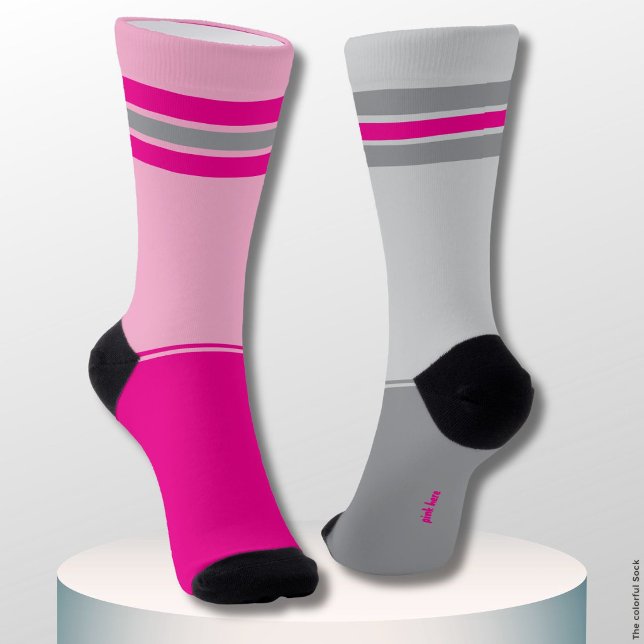 Chaussette Rose et gris simple, gris et rose dépareillés (Créateur téléchargé)