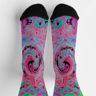 Chaussette Rose et Lime Vert Super Retro Abstrait