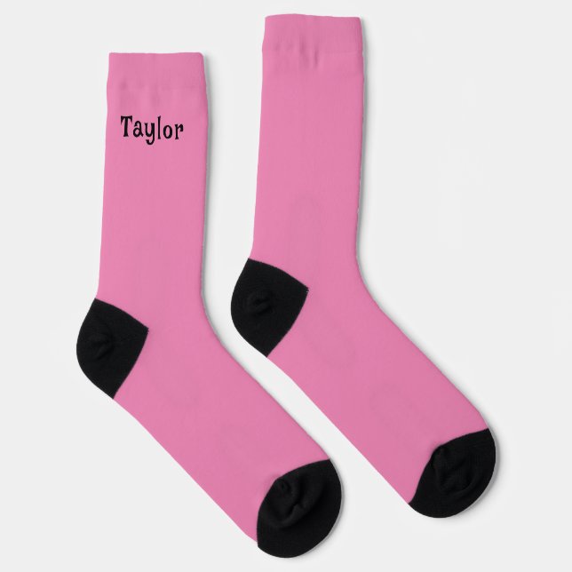 Chaussette Rose et Noir de Base Avec Nom Personnalisé (Droite)