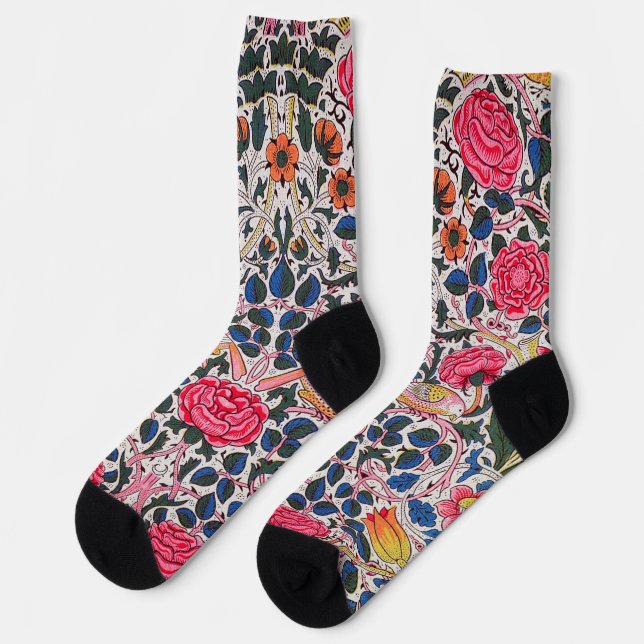 Chaussette Rose et Oiseau, William Morris (Gauche)