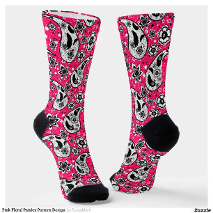 Chaussette Rose Floral Paisley Design Motif