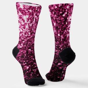 Chaussette Rose foncé faux paillettes brillantes scintillent