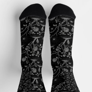 Chaussette Rose gothique et Motif osseux