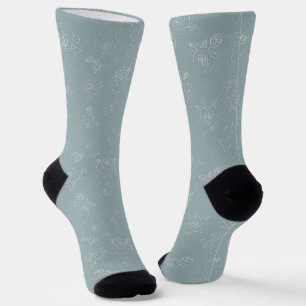 Chaussette Rose Line-Art au ton Sage Doux