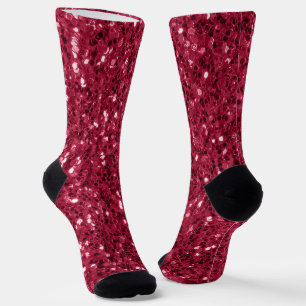 Chaussette Rose magenta foncé faux scintillements paillettes