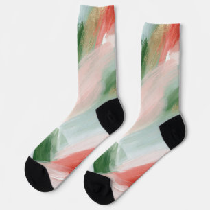 Chaussette Rose Or Vert Bleu Rouge Abstrait
