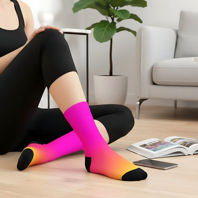 Chaussette Rose Orange Jaune Ombré (Créateur téléchargé)