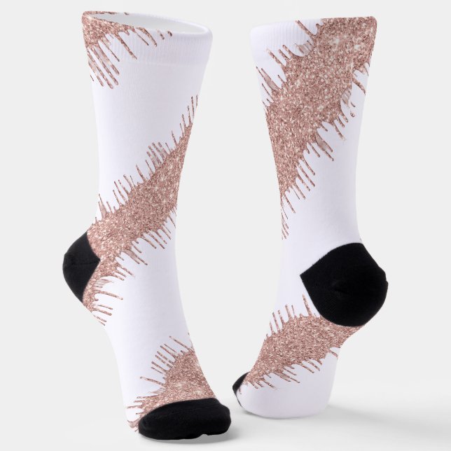 Chaussette Rose Parties scintillant or  Chaussettes blanches (Angulaire)