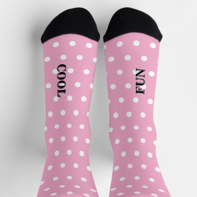 Chaussette Rose pastel et points blancs amusants et cools (Haut)