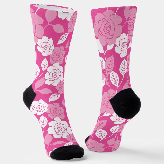 CHAUSSETTE ROSE PATTERN (PINK) (Angulaire)