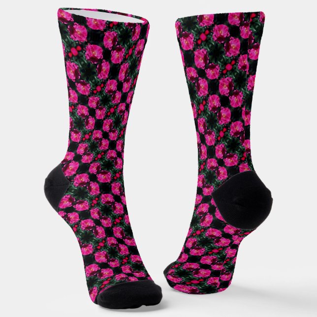Chaussette Rose rose en fleurs complètes Motif (Angulaire)