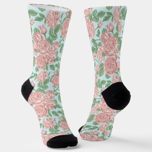 Chaussette Rose rose Jardin Bouquet Motif (Angulaire)