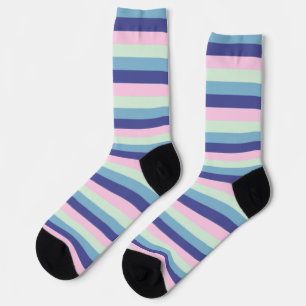 Chaussette Rose, Sage et bleu ciel