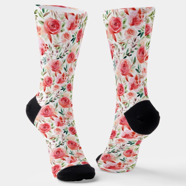 Chaussette Rose victorien Reverie : Motifs floraux classiques (Angulaire)