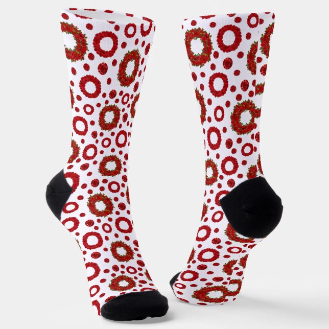 Chaussette Rose Wreath Polka Pattern for Red Rose Lovers (Angulaire)