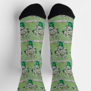 Chaussette Roses blanches de Van Gogh - Vase émeraude Art flo