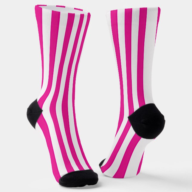 Chaussette Roses Chauds et Rayures Verticales Blanches Minima (Angulaire)