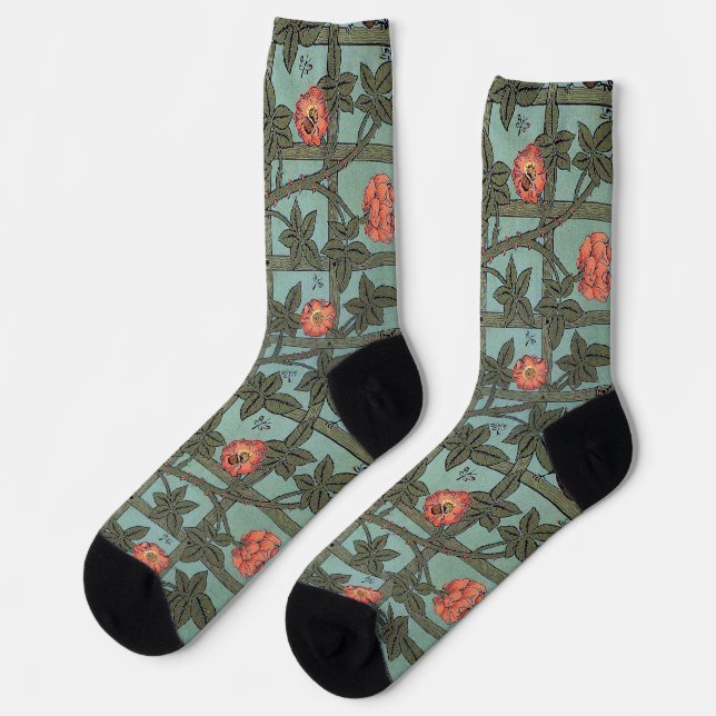 Chaussette Roses grimpantes et petits oiseaux, William Morris (Gauche)