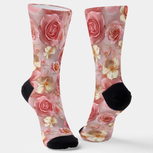 Chaussette Roses roses douces sur le sol Pastel (Angulaire)