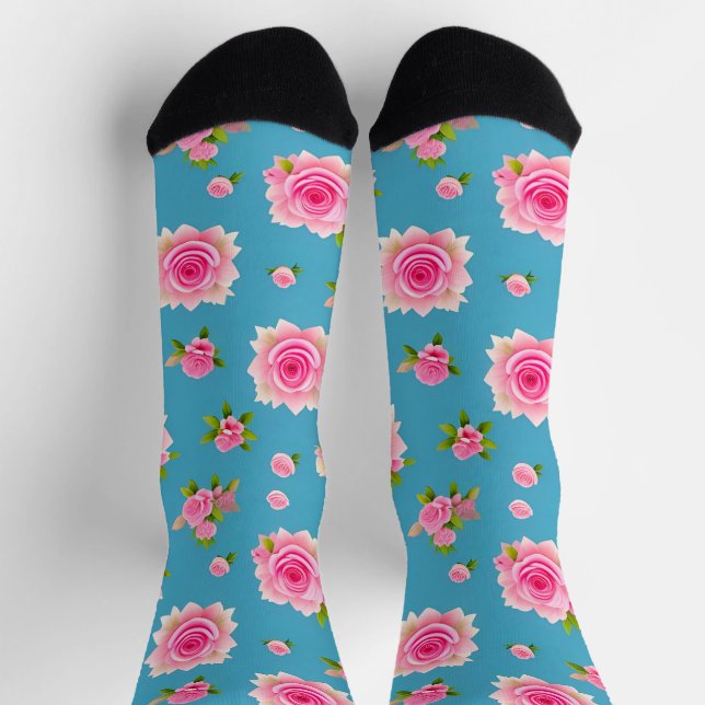 Chaussette Roses roses élégant pour elle, Fleur romantique (Haut)