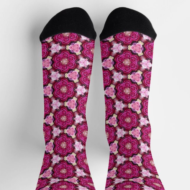 Chaussette Roses roses rose motif floral (Haut)