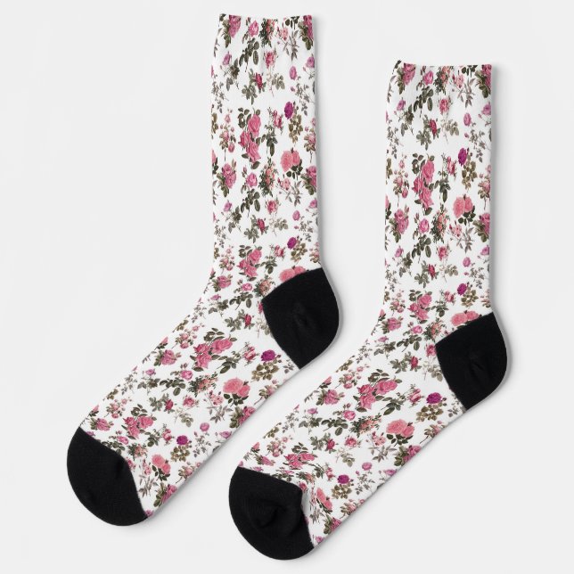 Chaussette Roses roses vintage (Gauche)