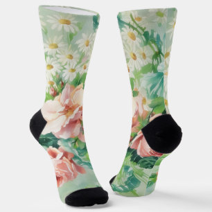 Chaussette Roses roses Vintages Chaussettes d'art floral