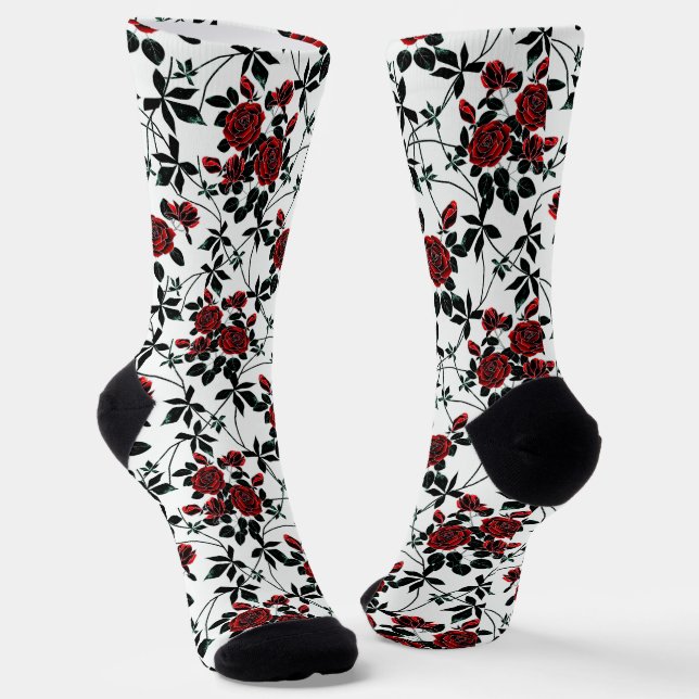 Chaussette Roses rouges. (Angulaire)