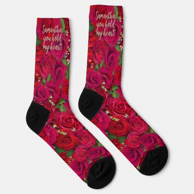 Chaussette Roses rouges de la Saint-Valentin avec message per (Droite)