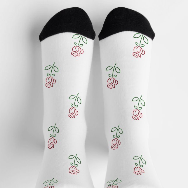 Chaussette Roses rouges, motif de roses, fleurs (Haut)