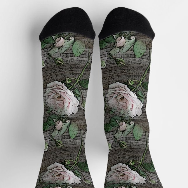 Chaussette Roses sur bois (Haut)