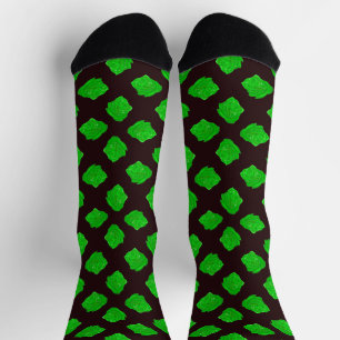Chaussette Roses verts sur chaussettes brun foncé
