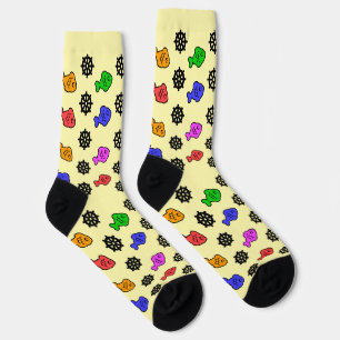 Chaussette Roues Poissons Jaune Pâle