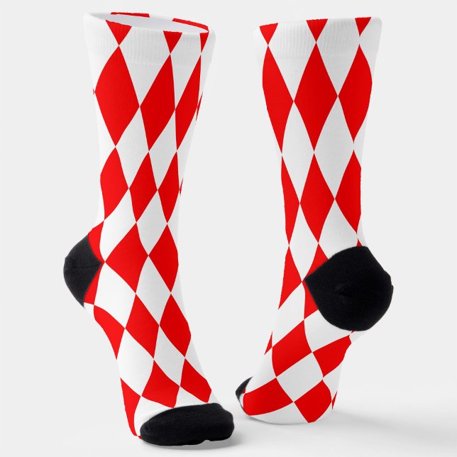 Chaussette Rouge blanc Arlequin Diamants Checkers Design (Créateur téléchargé)