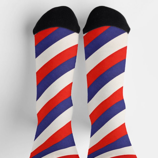 Chaussette Rouge Blanc et Bleu Rayé Patriotique (Haut)
