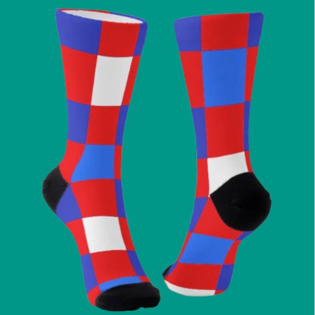 Chaussette Rouge, blanc & gras - Chaussettes d'équipage patri (Créateur téléchargé)