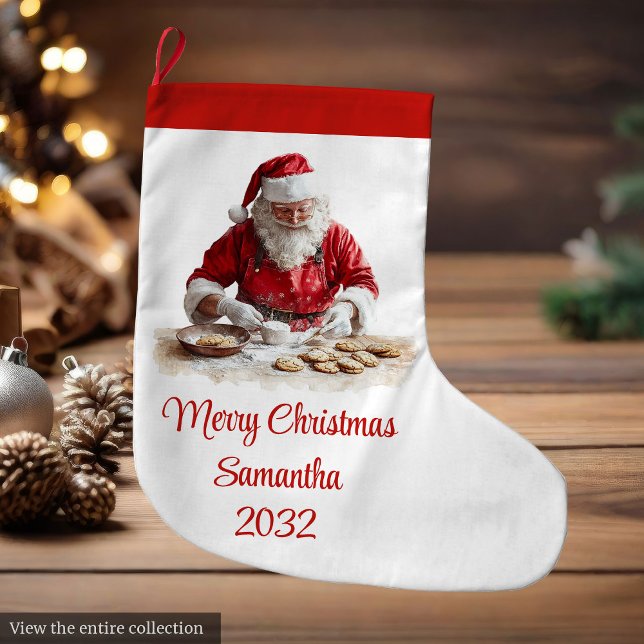 Chaussette rouge et blanche confortable du Père No (Traditional Santa Claus Cozy Red White Stocking)