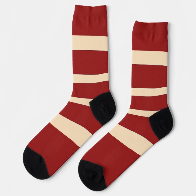 Chaussette Rouge foncé + rayures crème (Gauche)