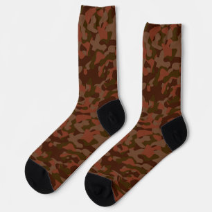 Chaussette Rouge foncé, Saumon et camouflage olive abstrait