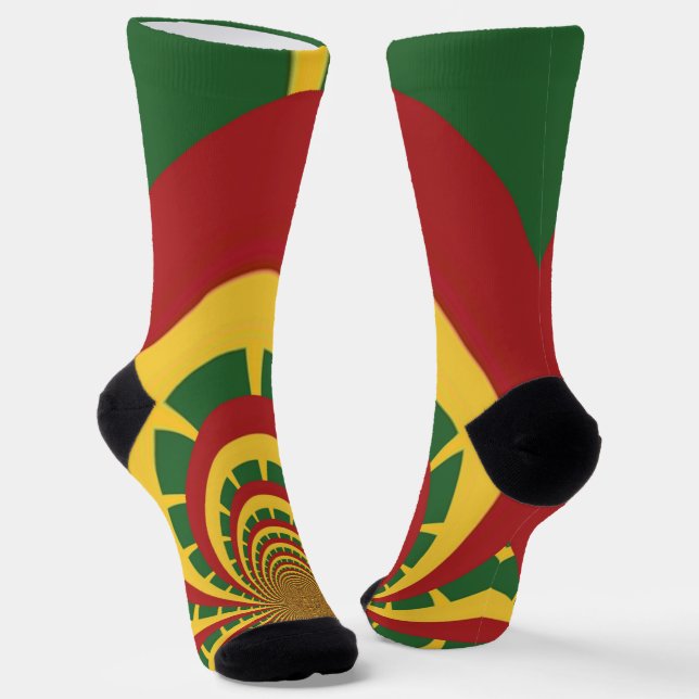 Chaussette Rouge Golden Green Rasta Colors Reggae Est Chausse (Angulaire)