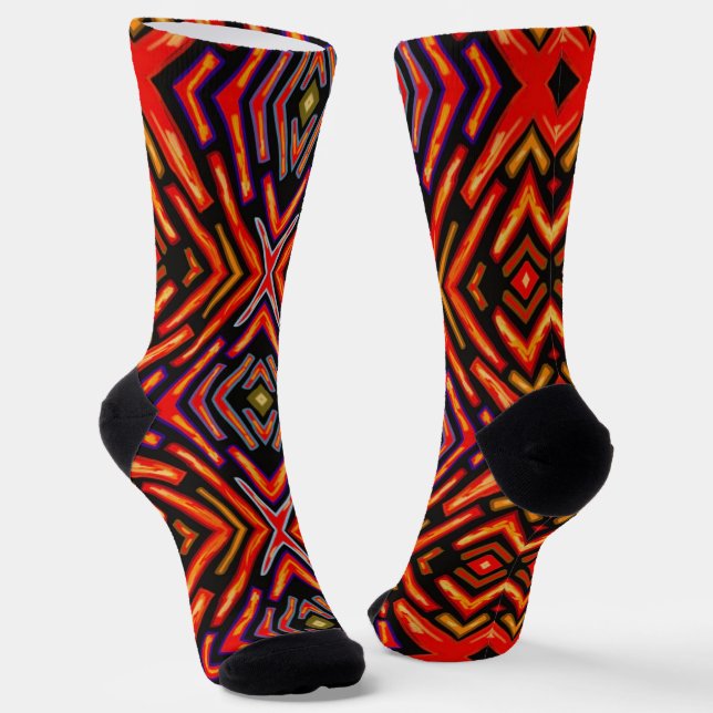 Chaussette Rouge Incandescent Orange Noir  (Angulaire)